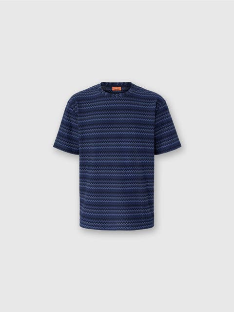 Crew Neck T-shirt With Micro Zigzag