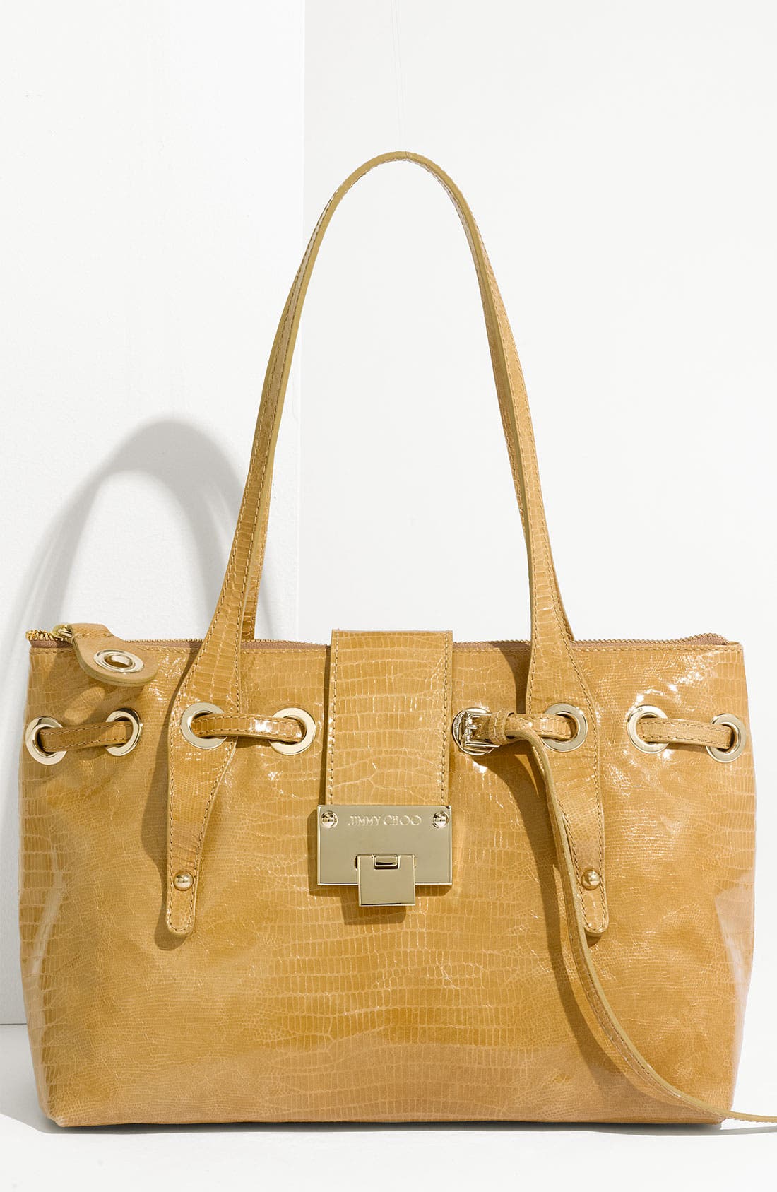 'Rhea' Lizard Embossed Shopper, Main, color, SAND