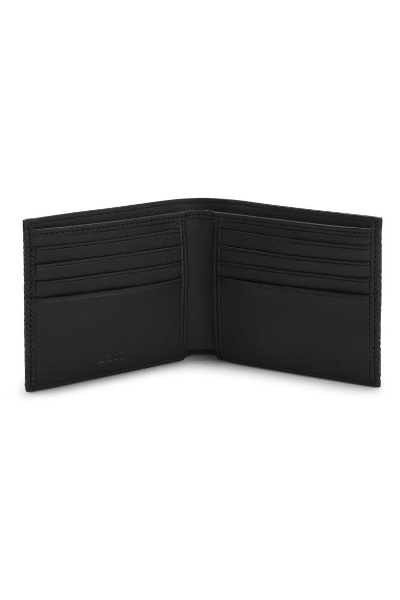 Northon Monogram Leather Bifold Wallet, Main, color, BLACK