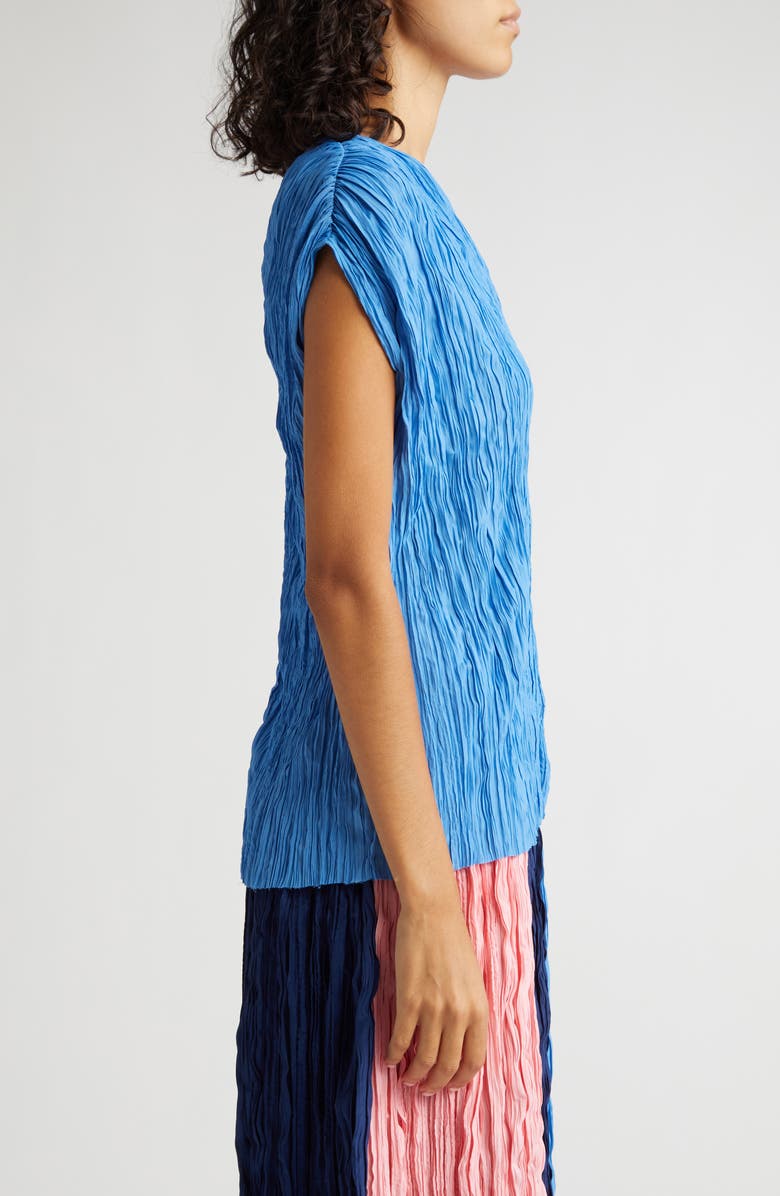 PARTOW Marion Cap Sleeve Satin Plissé Blouse, Alternate, color, 