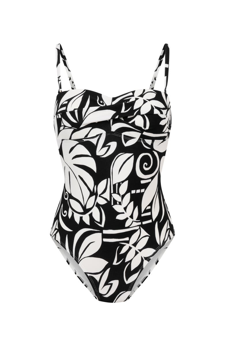 Hunkemöller Mauritius Bandeau Bathingsuit, Alternate, color, Caviar