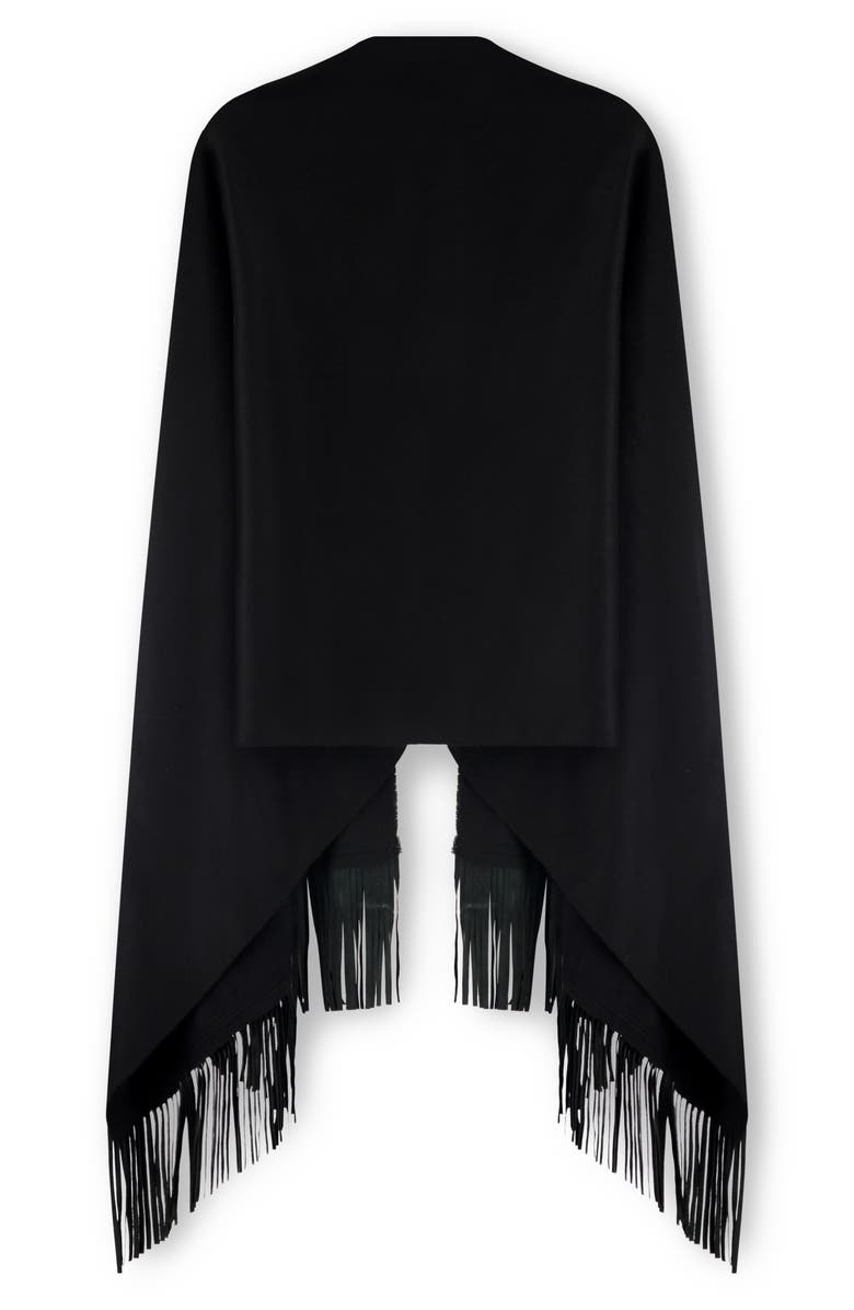 Sofia Cashmere Leather Fringe Cashmere Wrap, Alternate, color, Black