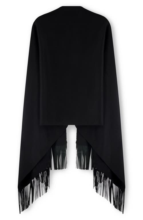 Sofia Cashmere Leather Fringe Cashmere Wrap In Black