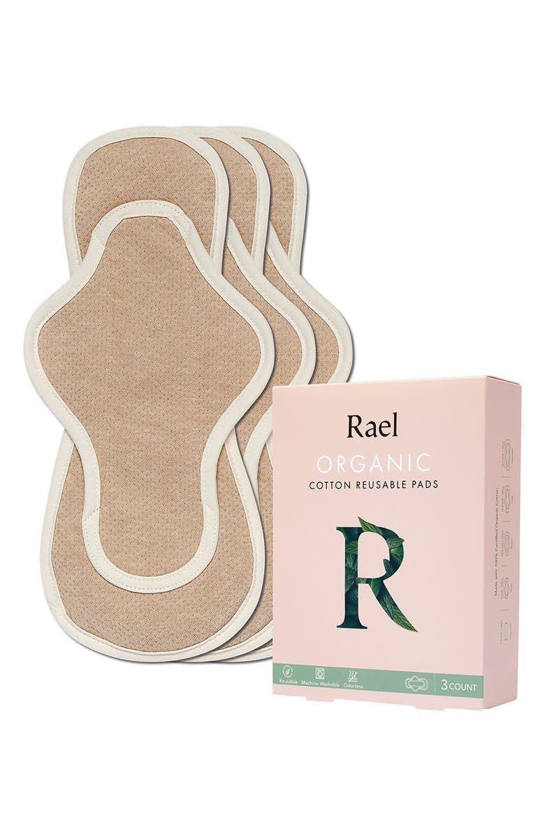 Rael 3-Pack Organic Reusable Cloth Pads, Alternate, color, 