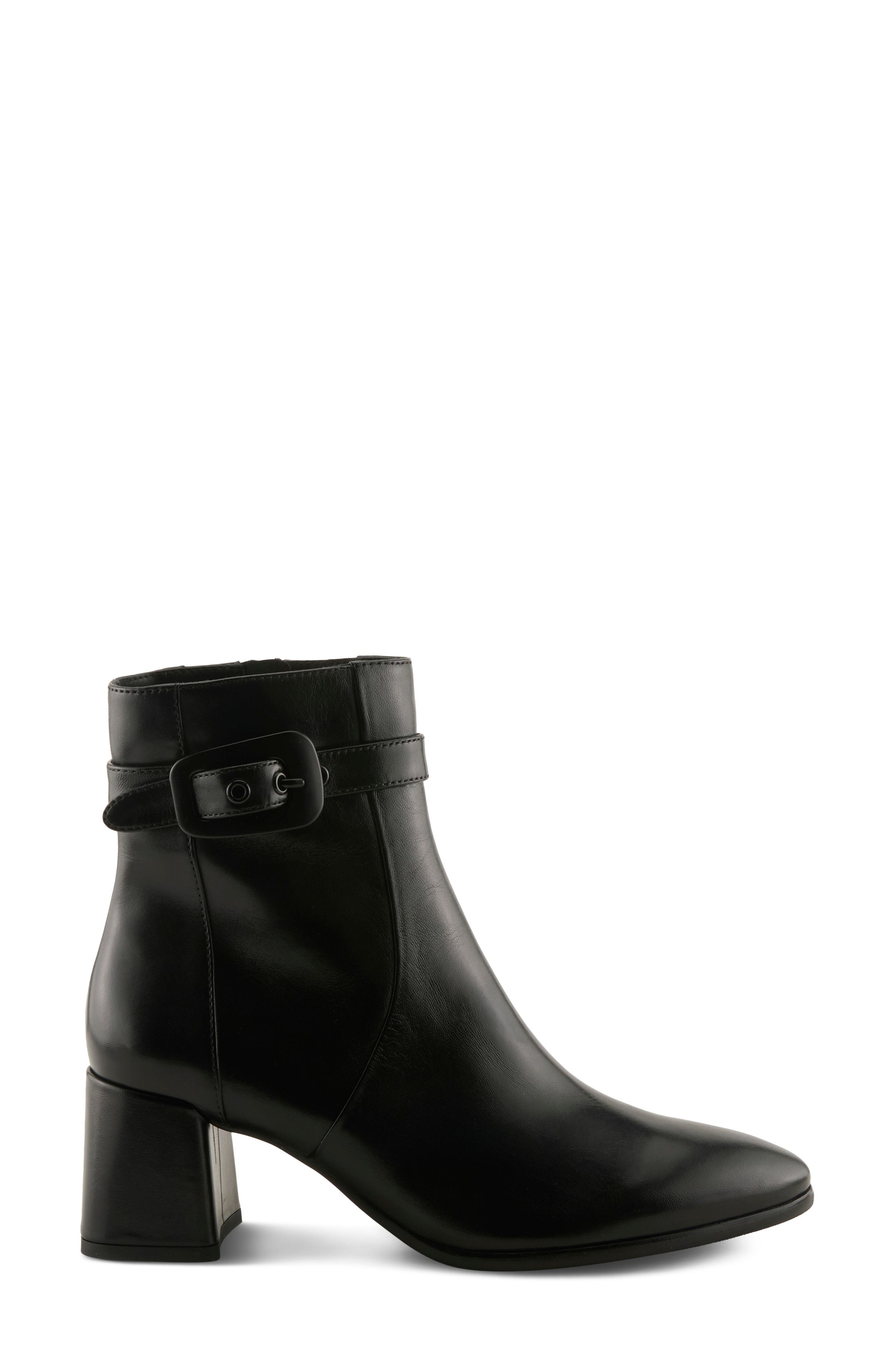 Velloria Leather Bootie, Alternate, color, BLACK