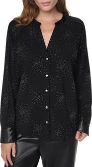 DKNY Firework Embellished Shirt with Faux Leather Cuffs