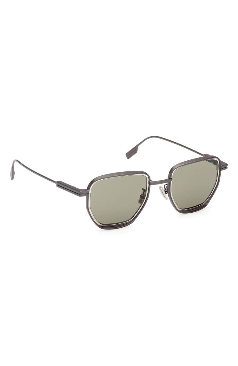 ZEGNA 49mm Geometric Sunglasses, Alternate, color, Matte Gunmetal
