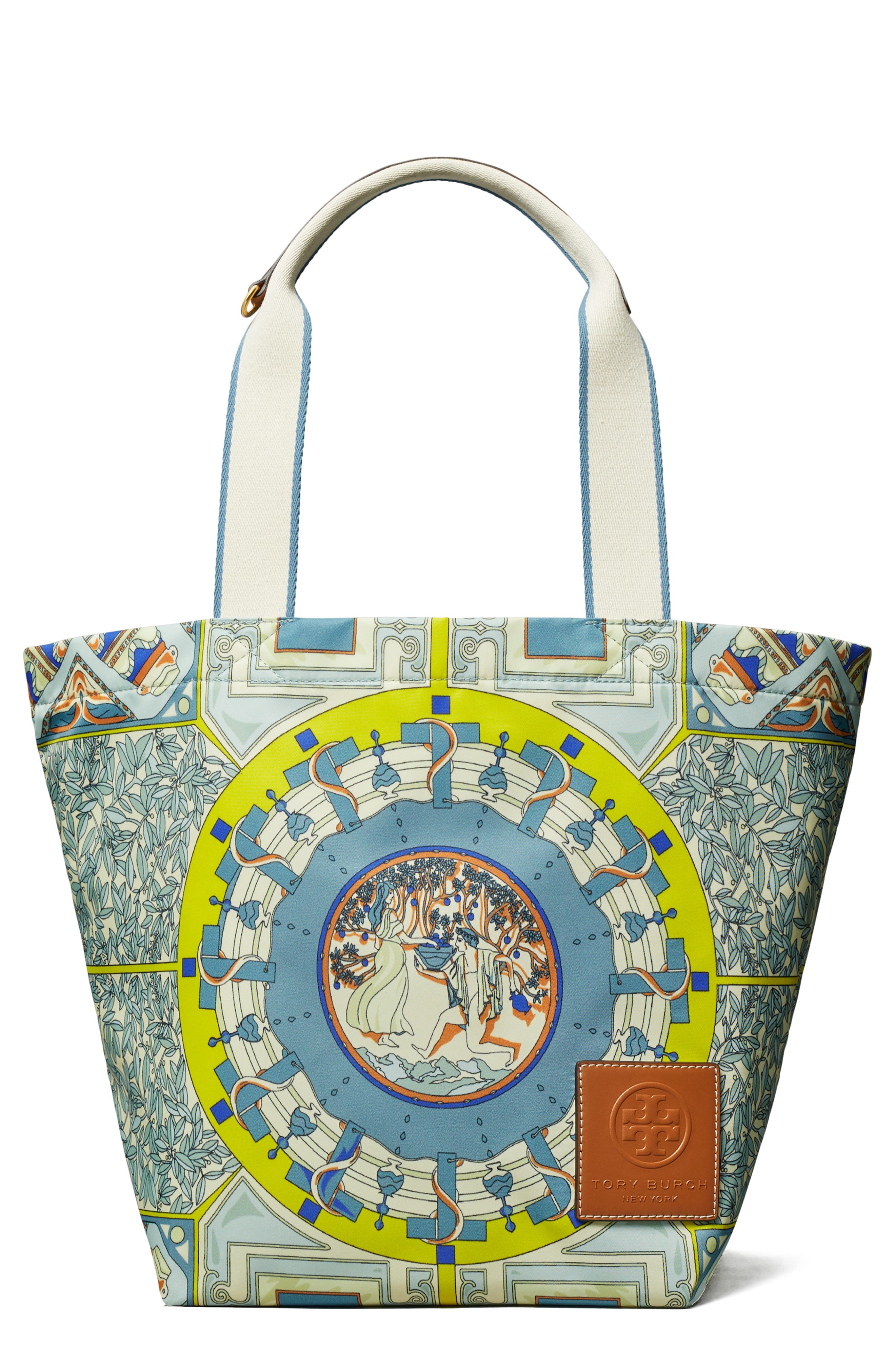 Tory Burch Ella Print Recycled Nylon Market Tote, Main, color, 