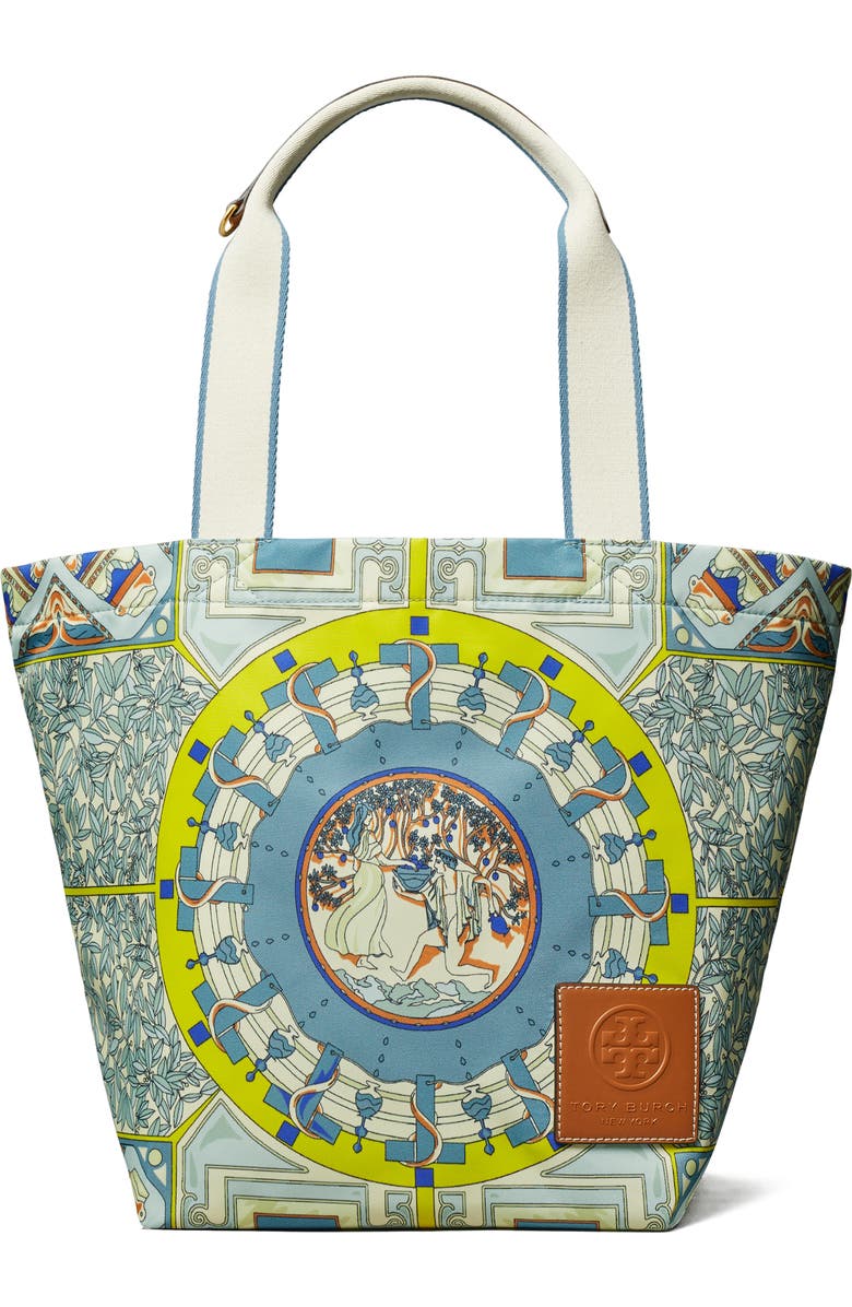 Tory Burch Ella Print Recycled Nylon Market Tote, Main, color,
