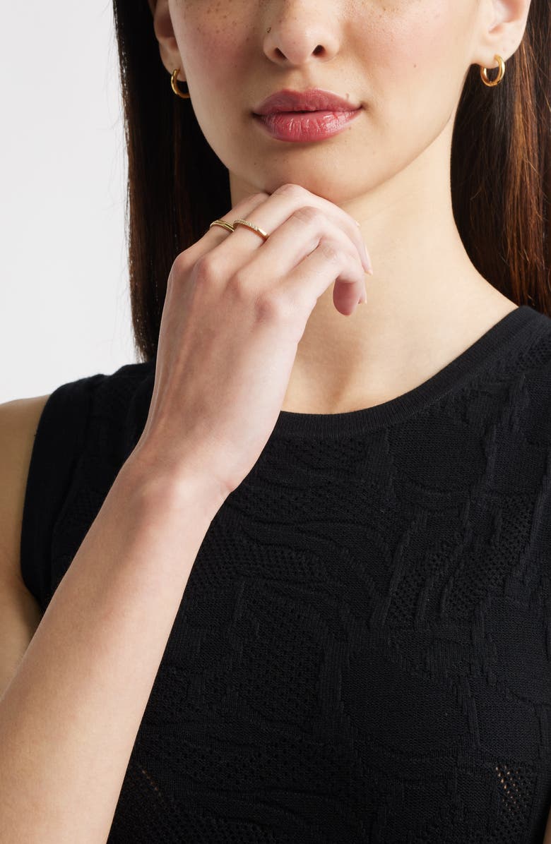 Nordstrom Set of 3 Waterproof Cubic Zirconia Skinny Band Rings, Alternate, color, Clear- Gold