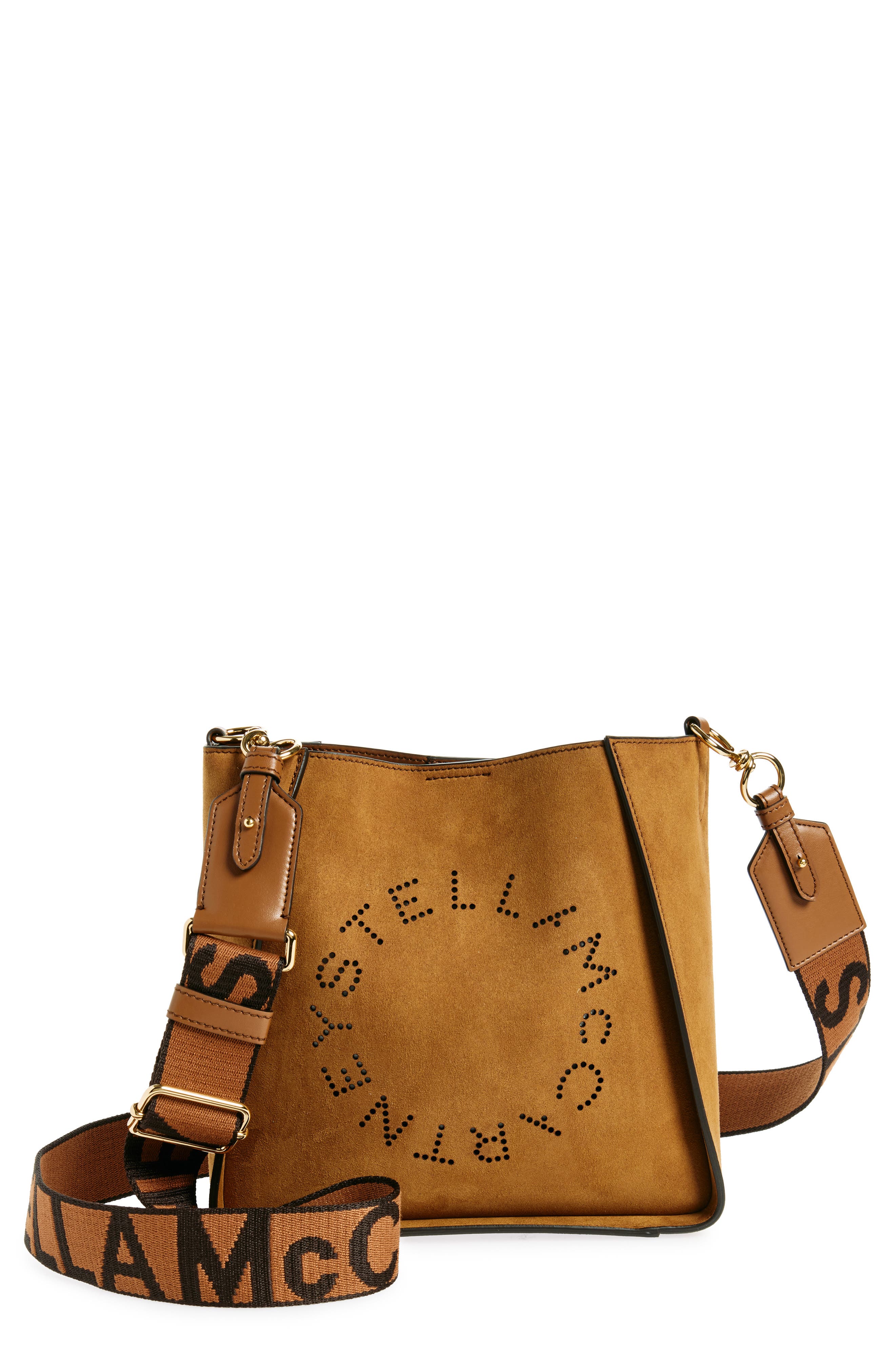 Stella McCartney Mini Perforated Logo Faux Suede Crossbody Bag