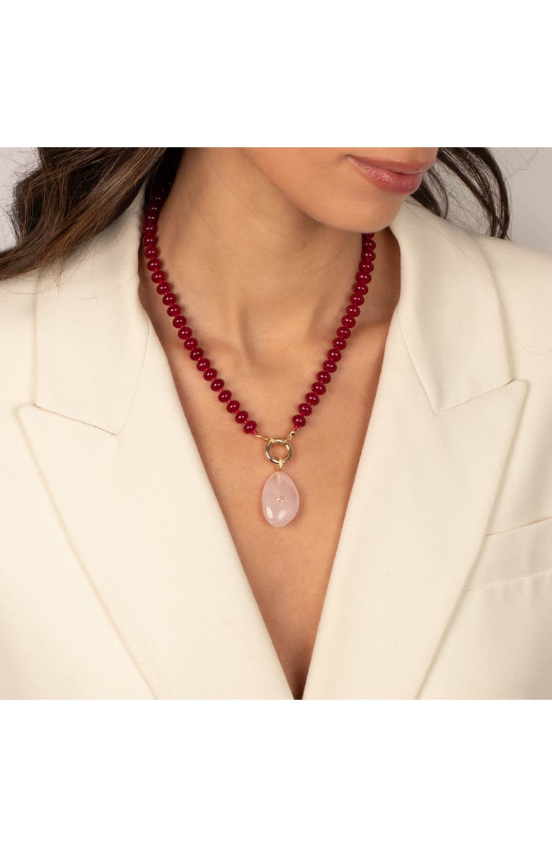 BY ADINA EDEN Magenta Beaded Clicker Necklace, Alternate, color, Red