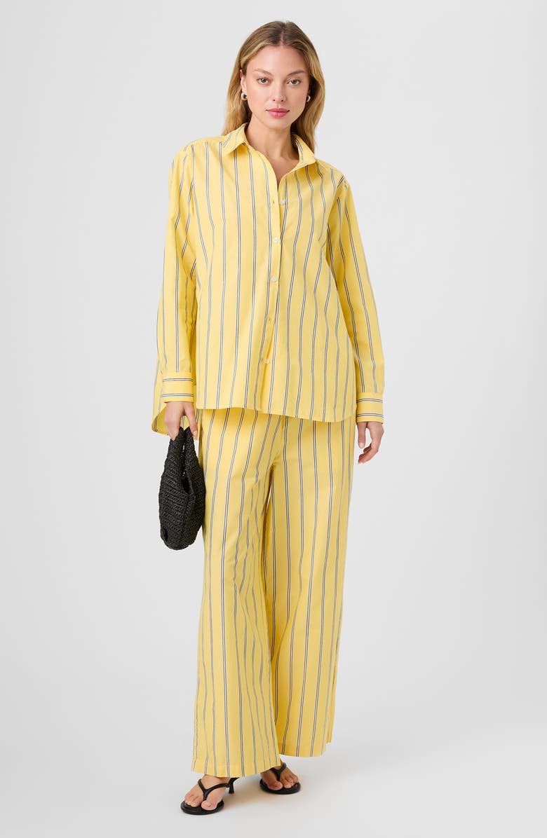 French Connection Rhodes Pop Nico Stripe Cotton Drawstring Pants, Alternate, color, Daisy Yellow Multi