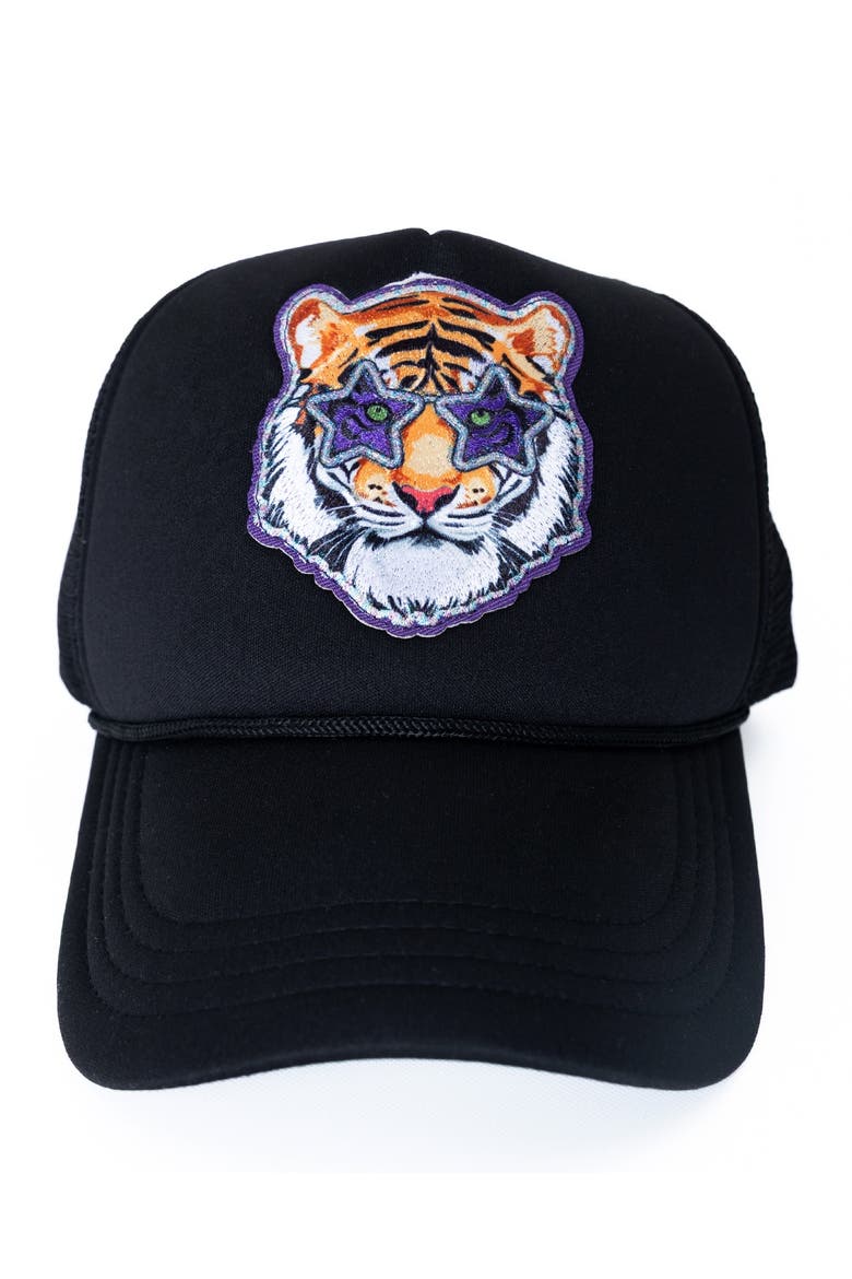 Tiger Trucker Hat, Main, color, Black