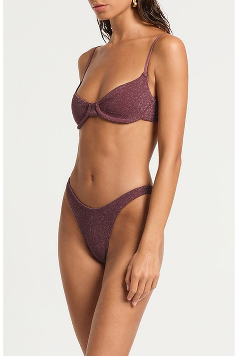 Gracie Underwire Balconette Bikini Top, Alternate, color, AMARENA LUREX MICRO
