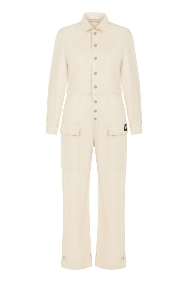 Gabardine Jumpsuit, Alternate, color, Open White