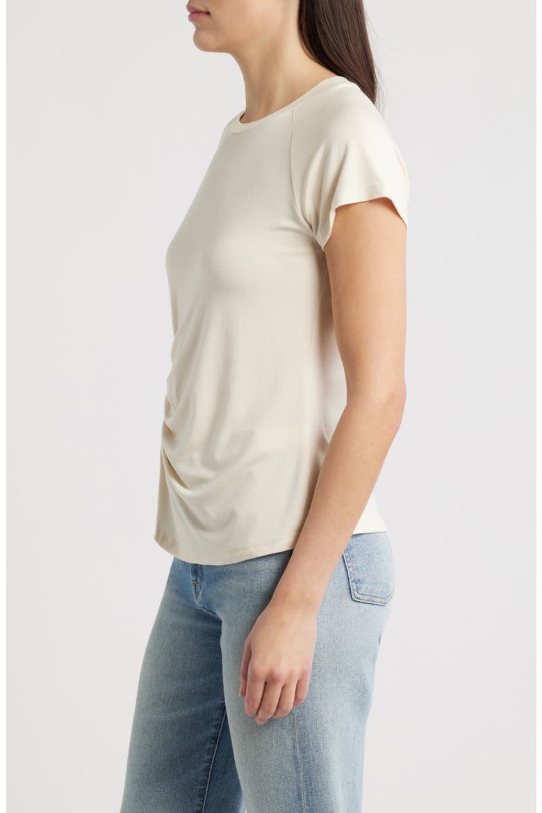 Draped Crewneck T-Shirt, Alternate, color, BEIGE