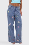 Kulani Kinis Sunshine Springs Embroidered Wide Leg Jeans