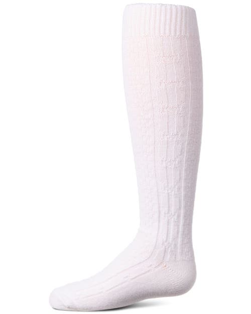 Memoi Kids'  Cozy Cable Ribbed Knit Knee-high Socks In White