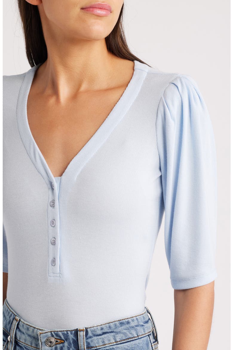 Rib Ruched Henley, Alternate, color, LIGHT CHAMBRAY
