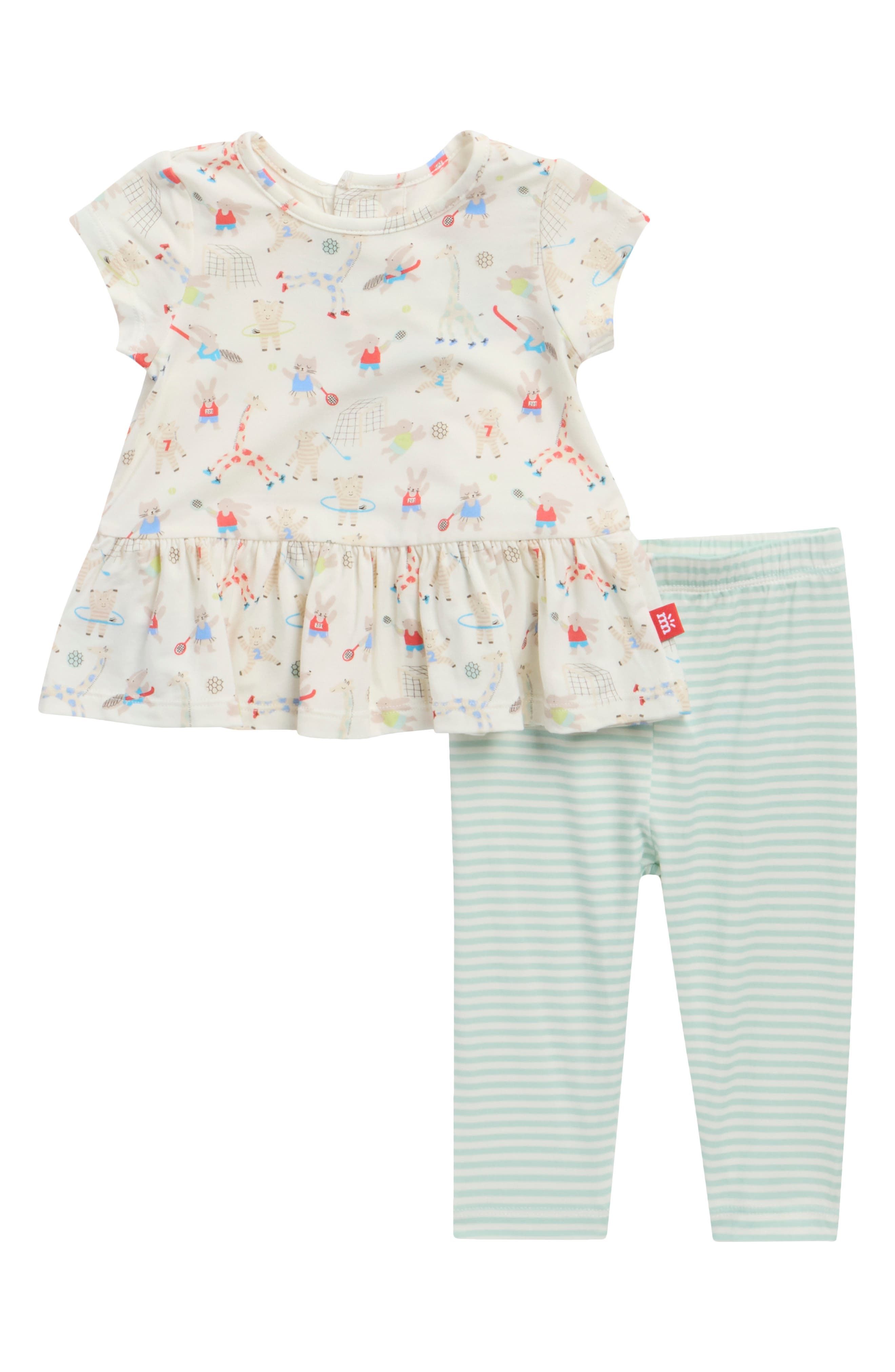 Kids' Furry Field Day 2-Piece Peplum Top & Leggings Set