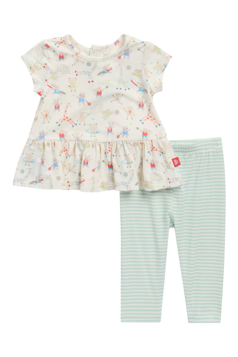 Kids' Furry Field Day 2-Piece Peplum Top & Leggings Set, Main, color, FURRY FIELD DAY