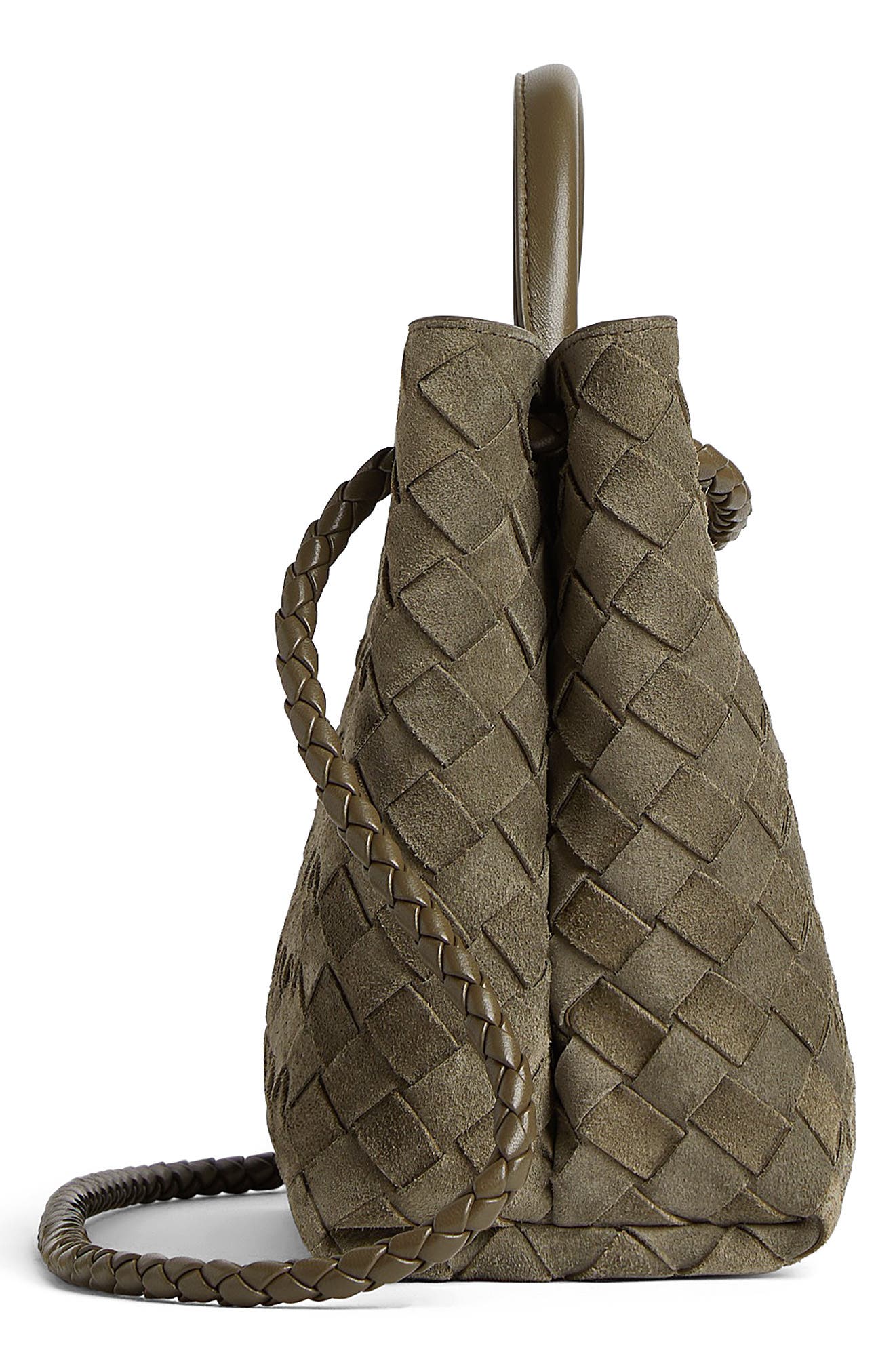 Small Andiamo Intrecciato Suede Shoulder Bag, Alternate, color, 3231 CYPRESS-M B-CYPRESS