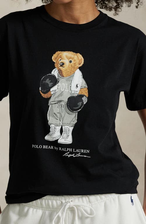 Polo Ralph Lauren Womens Polo Black Bear-print Short-sleeves Cotton-jersey T-shirt
