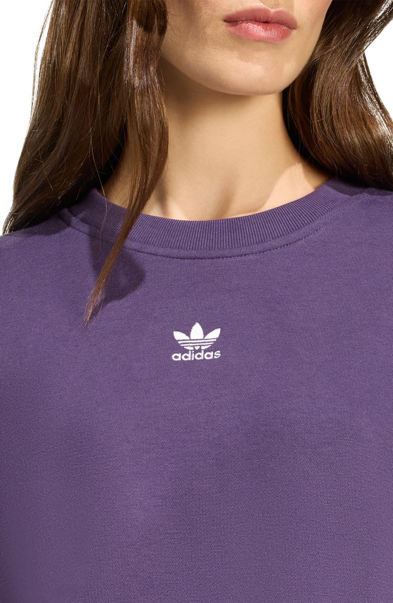 adidas Essential Crewneck Fleece Sweatshirt, Alternate, color, Aurora Plum