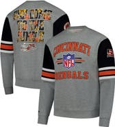 Mitchell & Ness Men's Mitchell & Ness Heather Gray Cincinnati Bengals All Over 4.0 Vintage Logo Pullover Sweatshirt