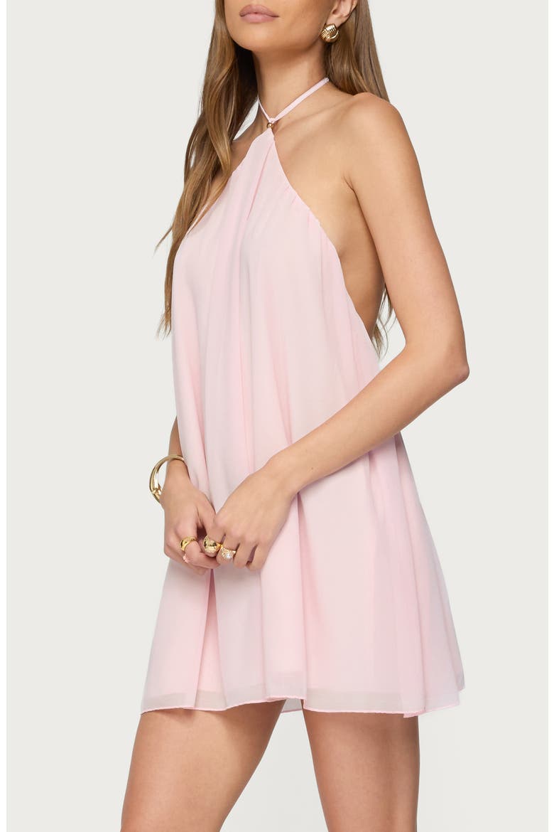 Emeline Open Back Halter Minidress, Alternate, color, LIGHT-PINK