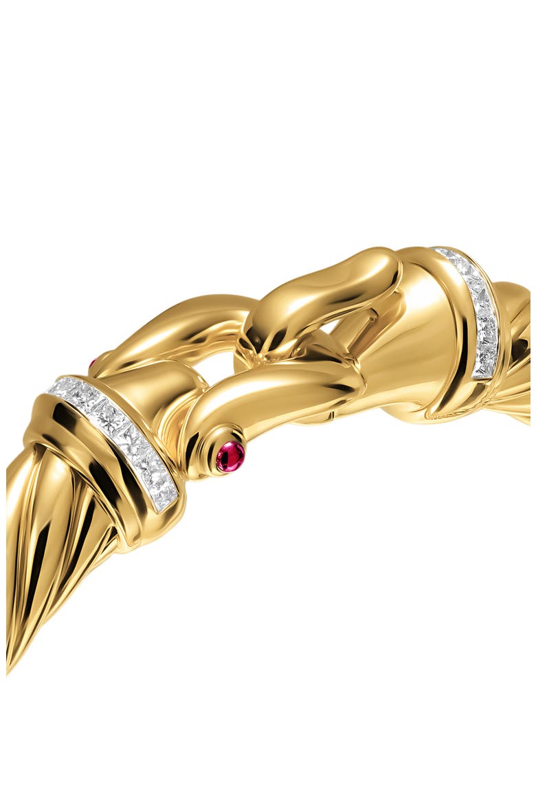 Cablespira Flex Buckle Bracelet in 18K Yellow Gold with Rubies & Diamonds, Alternate, color, GOLD