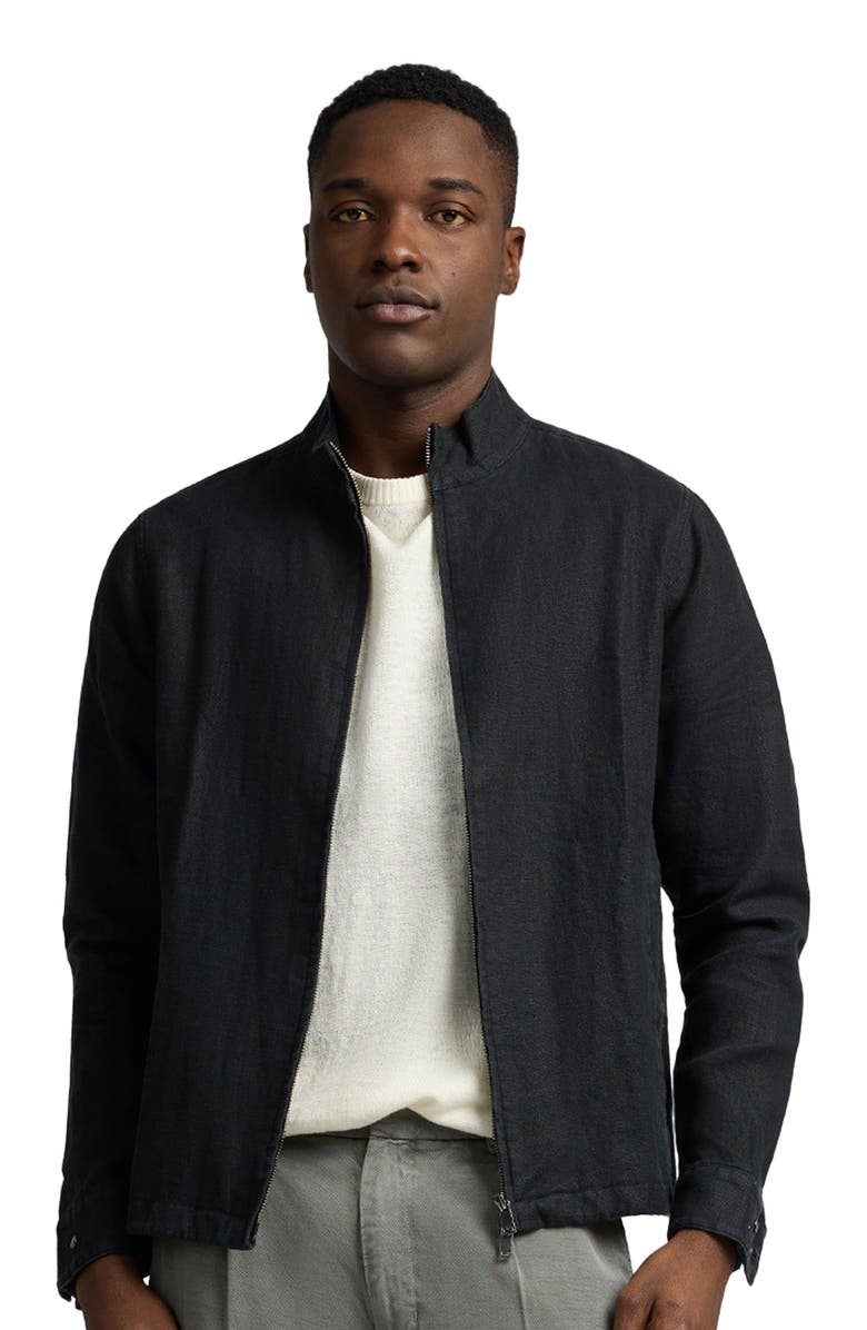 Onia Linen Bomber Jacket, Alternate, color, Washed Black