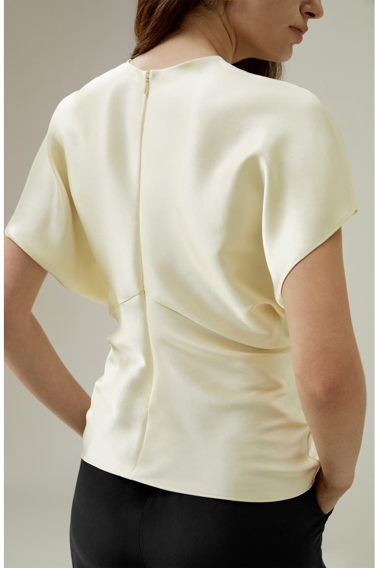 Women's Short Batwing Sleeve Silk Contour Top, Alternate, color, Lily White