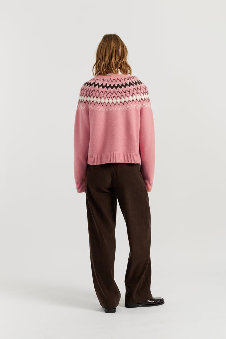 Wool-Cashmere Fair Isle Sweater, Alternate, color, Salmon