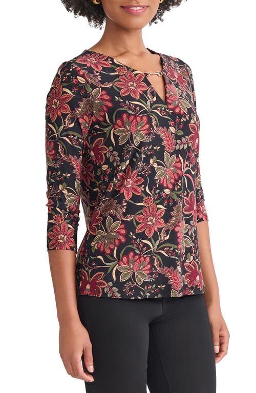 Jones New York Floral V-neck Jersey Top In Pattern