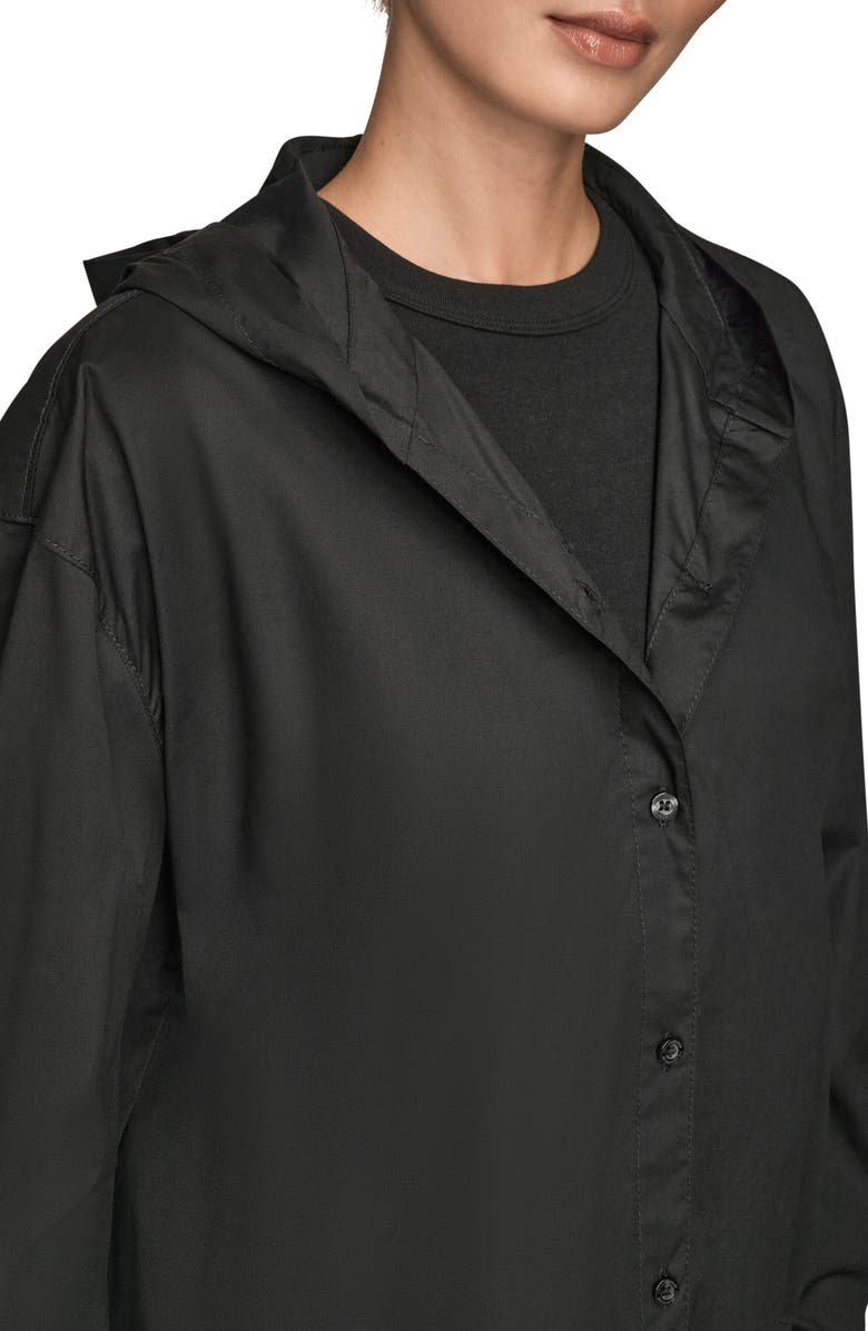 Donna Karan New York Hooded Long Sleeve Button-Up Shirt, Alternate, color, Black
