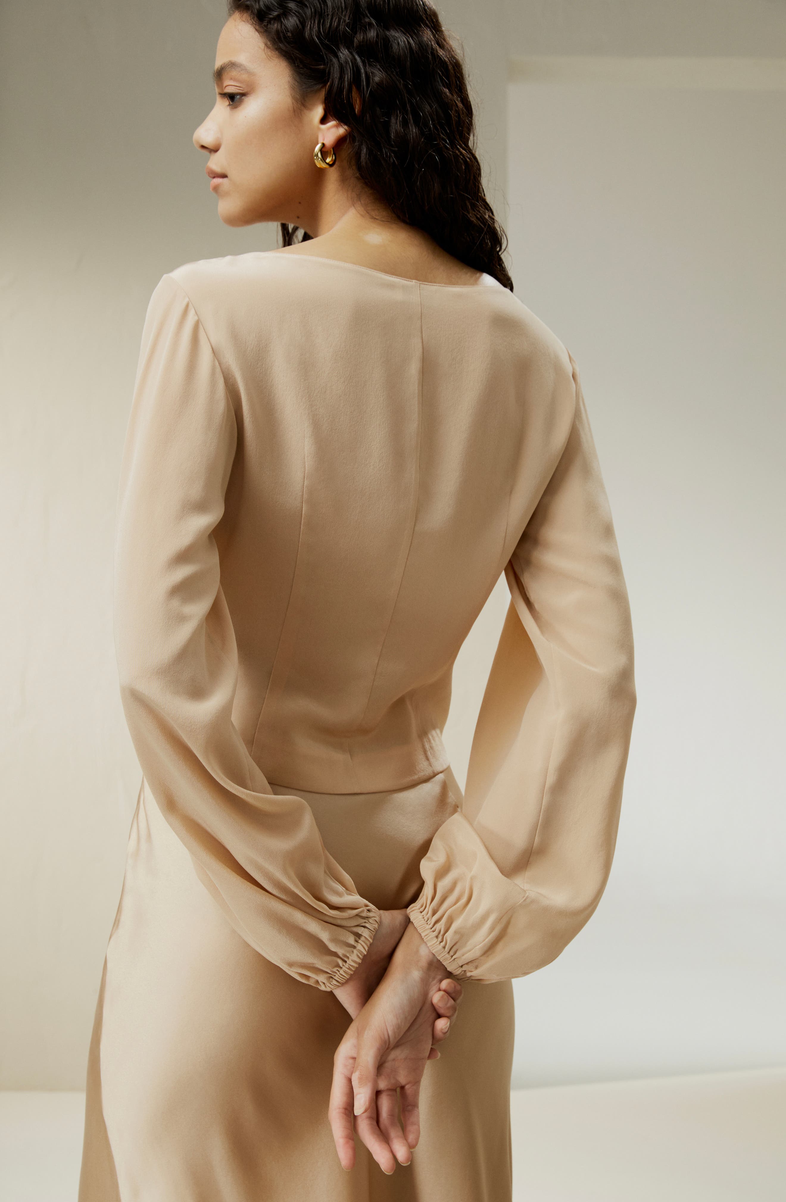 Lilysilk Nipped Waist Crêpe de Chine Silk Blouse (Women) | Nordstrom