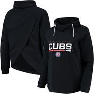 LEVELWEAR Women's Levelwear Black Chicago Cubs Vega Funnel Neck Raglan Pullover Sweatshirt