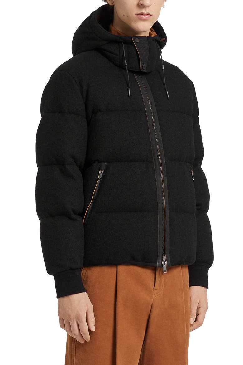 Oasi Channel Quilted Cashmere Down Jacket, Main, color, BROWN