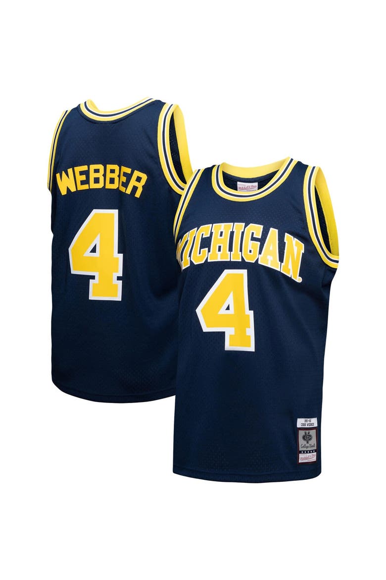 Men's Mitchell & Ness Chris Webber Navy Michigan Wolverines 1991/92 College Vault Player Swingman Jersey, Main, color, Navy