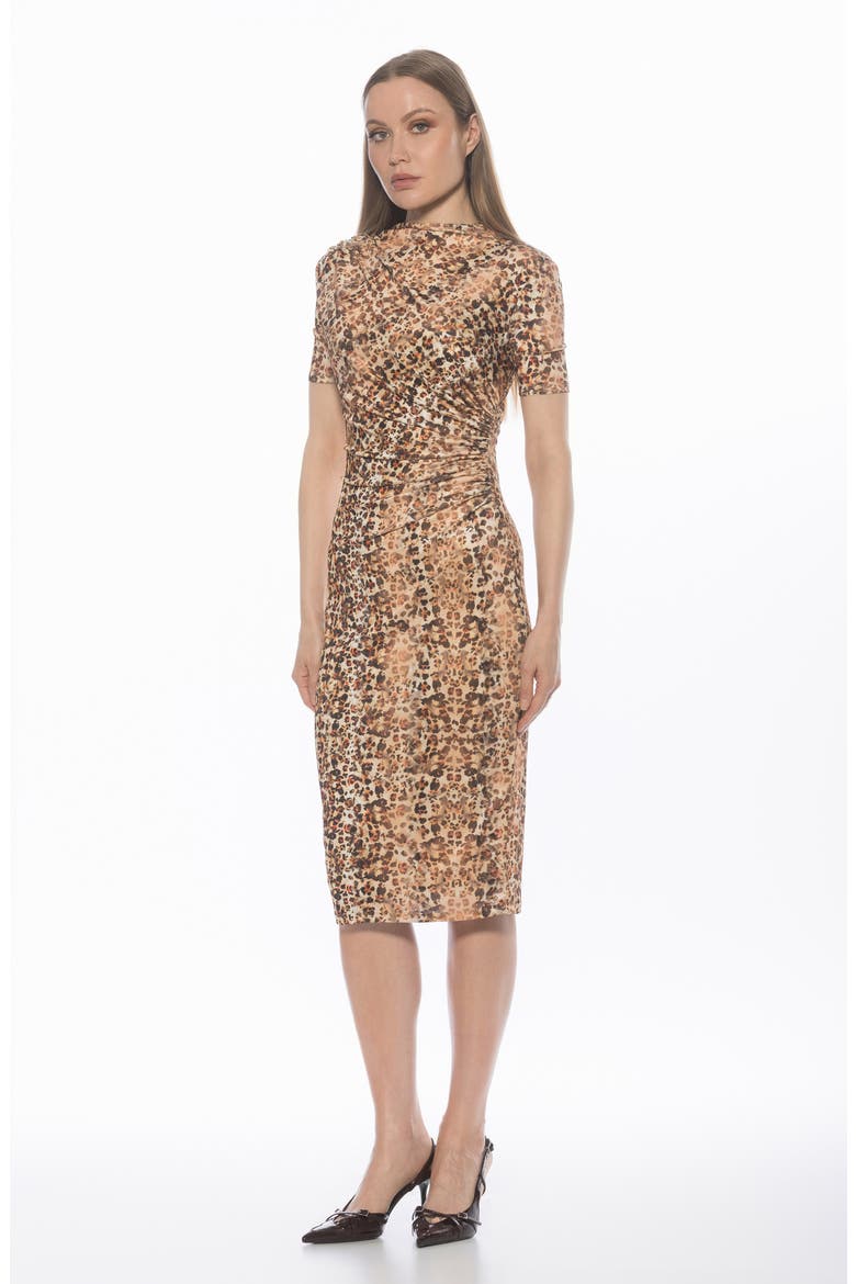 Santal Draped Sheath Dress, Alternate, color, BROWN LEOPARD