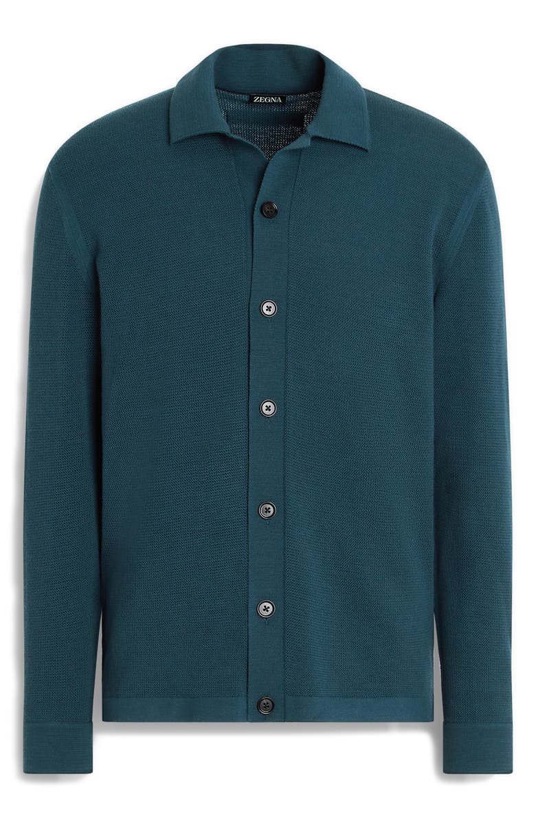 ZEGNA Wool Cardigan, Alternate, color, Dark Green Solid