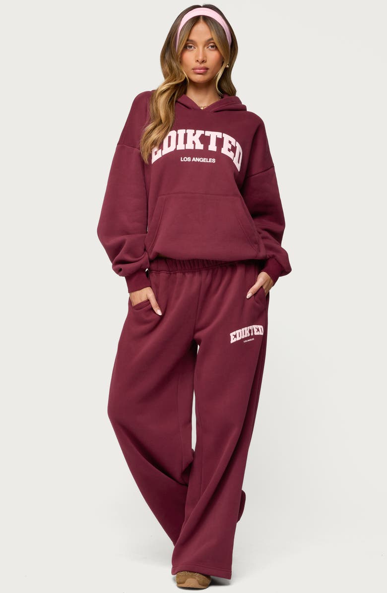 EDIKTED LA Relaxed Fit Sweatpants, Alternate, color, Burgundy