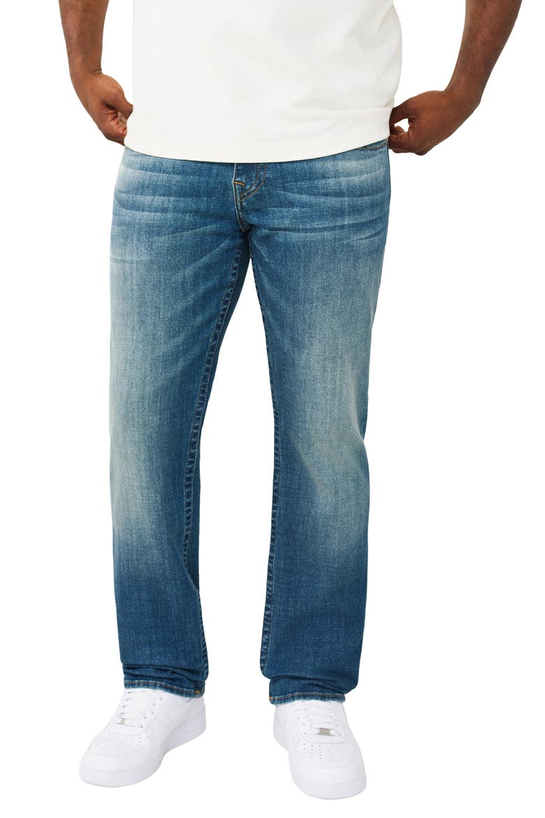 Ricky Snake Embroidered Straight Leg Jeans, Main, color, FOREST DENIM DARK WASH