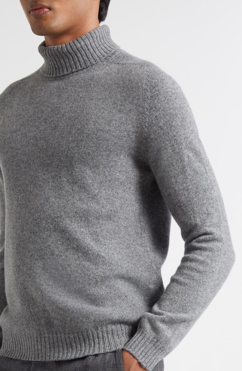 Boglioli Heathered Grey Wool & Cashmere Turtleneck, Alternate, color, Grey