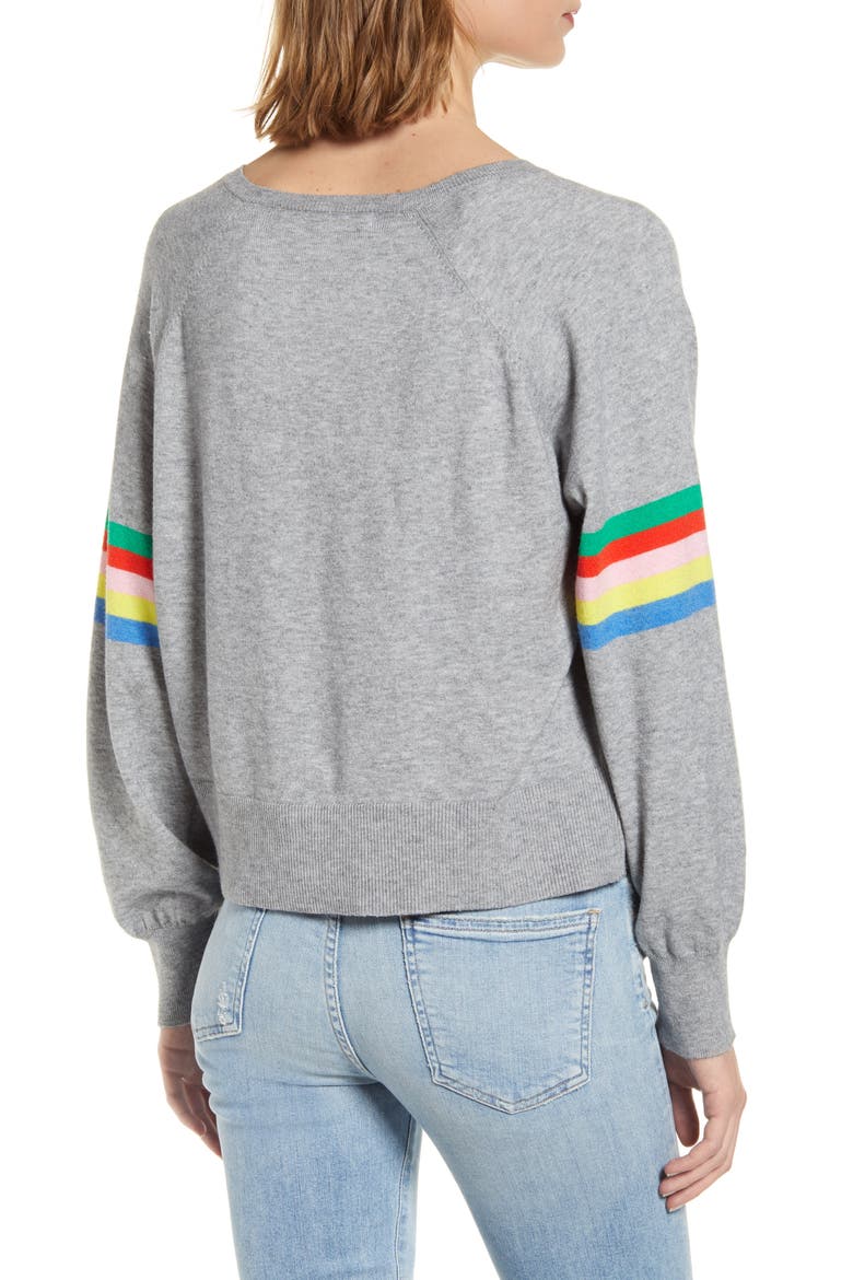Hazel Rainbow Stripe Sweater, Alternate, color, LIGHT HEATHER GREY