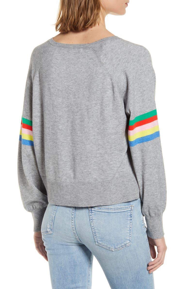 cupcakes and cashmere Hazel Rainbow Stripe Sweater, Alternate, color, 