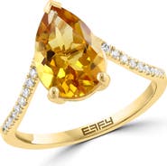 EFFY Pear Cut Citrine & Diamond Ring