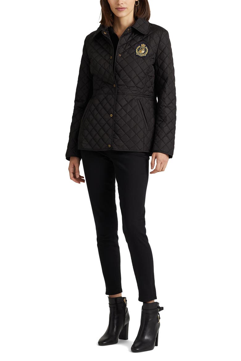Water Repellent Quilted Jacket, Alternate, color, BLACK
